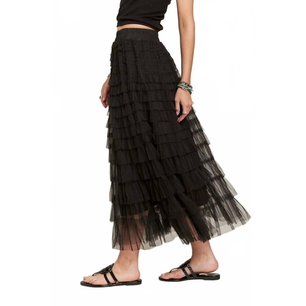 NEW ADORA black layered tulle maxi skirt in black - Picture 3 of 3